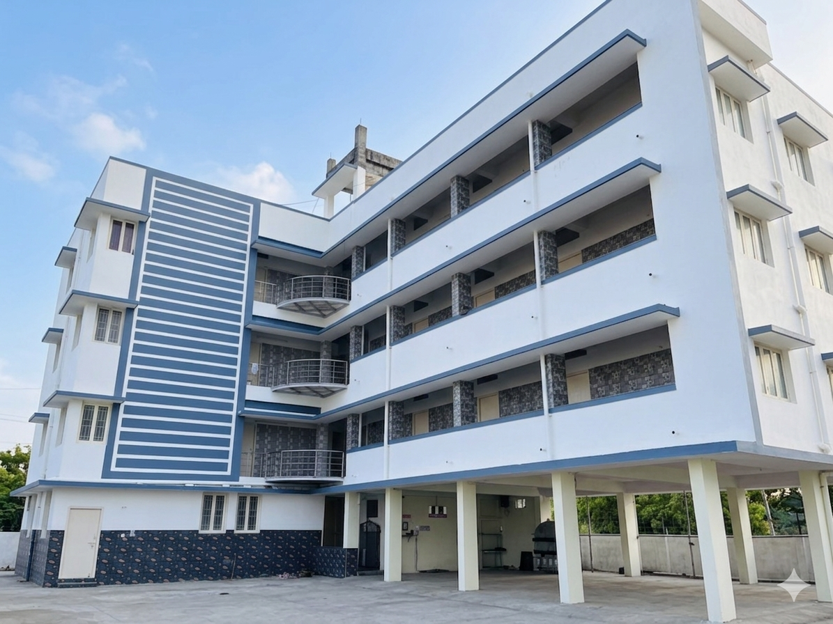 Premium gents PG building elevation in Saravanampatti
