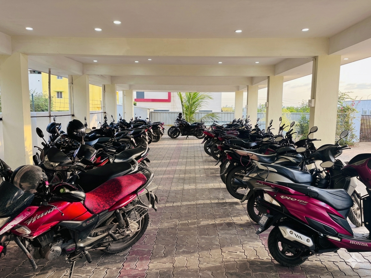 Secure covered parking area for PG residents near CHIL SEZ